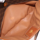 CELINE Macadam Canvas Circle Shoulder Bag PVC Leather Brown Gold Auth 181441A-25