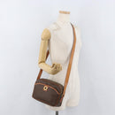 CELINE Macadam Canvas Circle Shoulder Bag PVC Leather Brown Gold Auth 181441A-26