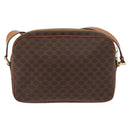 CELINE Macadam Canvas Circle Shoulder Bag PVC Leather Brown Gold Auth 181441A-3