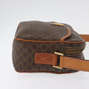 CELINE Macadam Canvas Circle Shoulder Bag PVC Leather Brown Gold Auth 181441A-4