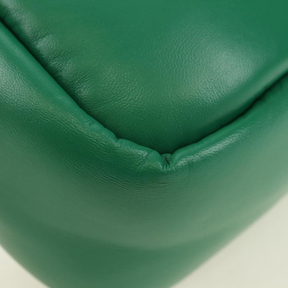 PRADA Hand Bag Leather 2way Green Silver Auth 181442SM