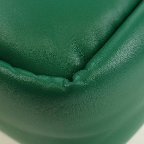 PRADA Hand Bag Leather 2way Green Silver Auth 181442SM