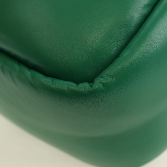 PRADA Hand Bag Leather 2way Green Silver Auth 181442SM