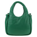 PRADA Hand Bag Leather 2way Green Silver Auth 181442SM-2