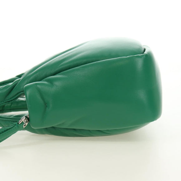 PRADA Hand Bag Leather 2way Green Silver Auth 181442SM
