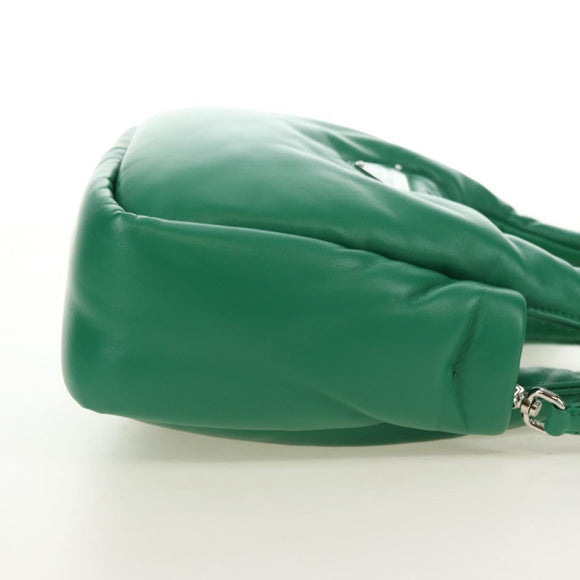 PRADA Hand Bag Leather 2way Green Silver Auth 181442SM