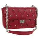 Miu Miu Chain Shoulder Bag Leather Red Silver Auth 181448SAM-1
