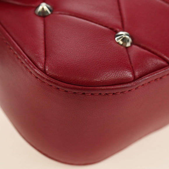 Miu Miu Chain Shoulder Bag Leather Red Silver Auth 181448SAM