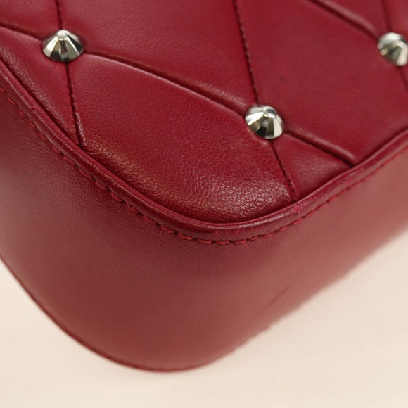 Miu Miu Chain Shoulder Bag Leather Red Silver Auth 181448SAM