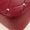 Miu Miu Chain Shoulder Bag Leather Red Silver Auth 181448SAM-16