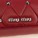 Miu Miu Chain Shoulder Bag Leather Red Silver Auth 181448SAM-17