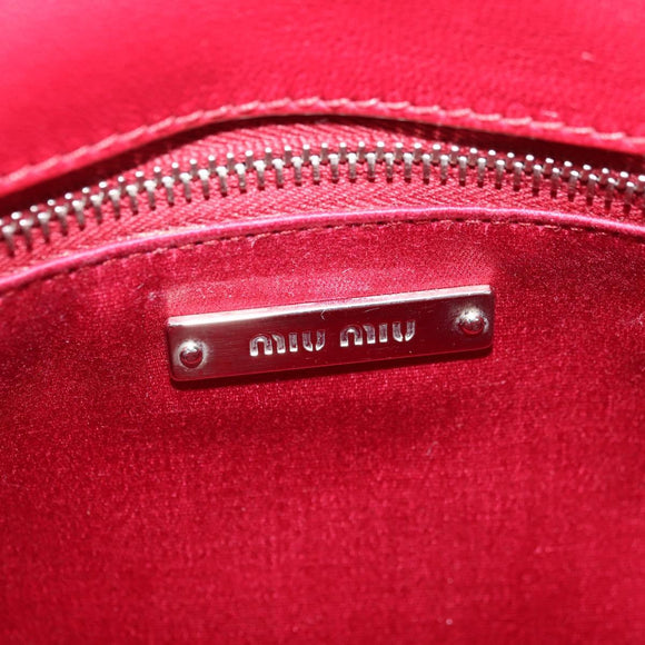 Miu Miu Chain Shoulder Bag Leather Red Silver Auth 181448SAM