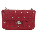Miu Miu Chain Shoulder Bag Leather Red Silver Auth 181448SAM-13