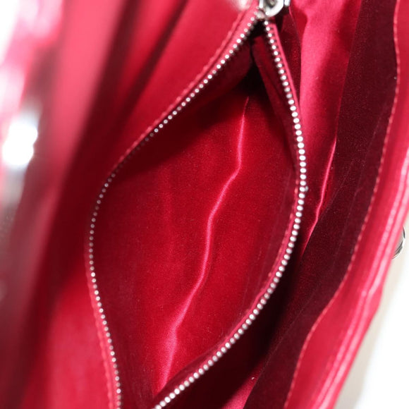 Miu Miu Chain Shoulder Bag Leather Red Silver Auth 181448SAM