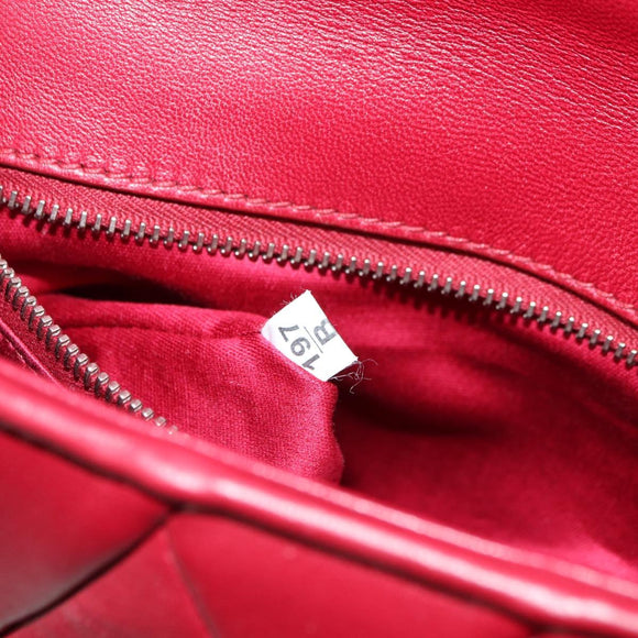 Miu Miu Chain Shoulder Bag Leather Red Silver Auth 181448SAM