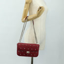 Miu Miu Chain Shoulder Bag Leather Red Silver Auth 181448SAM-24