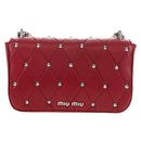 Miu Miu Chain Shoulder Bag Leather Red Silver Auth 181448SAM-2