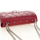Miu Miu Chain Shoulder Bag Leather Red Silver Auth 181448SAM-6