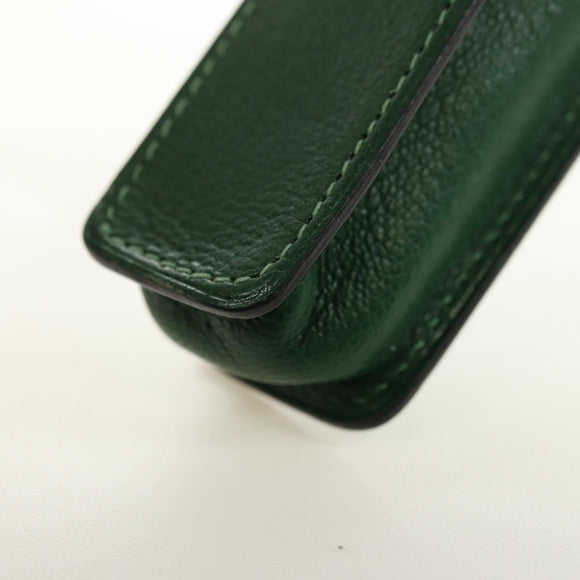 HERMES Lip Case Pouch Leather Green Auth 181451V