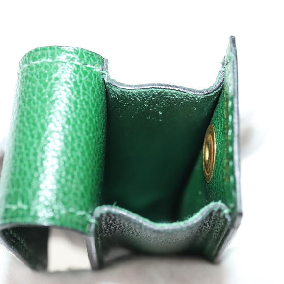 HERMES Lip Case Pouch Leather Green Auth 181451V