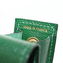 HERMES Lip Case Pouch Leather Green Auth 181451V-12