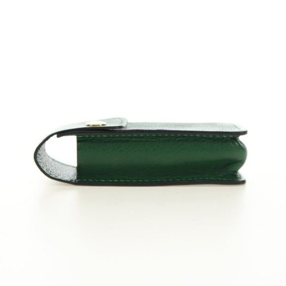 HERMES Lip Case Pouch Leather Green Auth 181451V