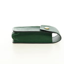 HERMES Lip Case Pouch Leather Green Auth 181451V-4