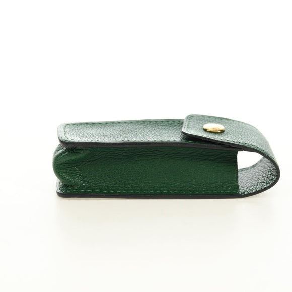 HERMES Lip Case Pouch Leather Green Auth 181451V