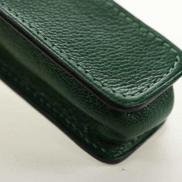 HERMES Lip Case Pouch Leather Green Auth 181451V