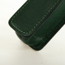 HERMES Lip Case Pouch Leather Green Auth 181451V-14