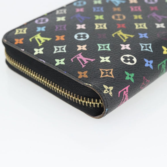LOUIS VUITTON Monogram Multicolor Zippy Wallet Long Black M60243 LV Auth 181458V