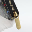 LOUIS VUITTON Monogram Multicolor Zippy Wallet Long Black M60243 LV Auth 181458V-8