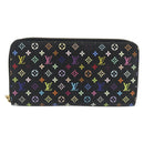 LOUIS VUITTON Monogram Multicolor Zippy Wallet Long Black M60243 LV Auth 181458V-13