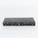 LOUIS VUITTON Monogram Multicolor Zippy Wallet Long Black M60243 LV Auth 181458V-6