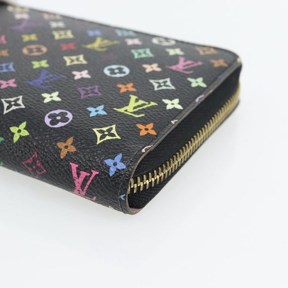 LOUIS VUITTON Monogram Multicolor Zippy Wallet Long Black M60243 LV Auth 181458V