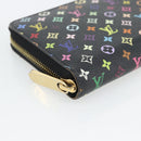 LOUIS VUITTON Monogram Multicolor Zippy Wallet Long Black M60243 LV Auth 181458V-14