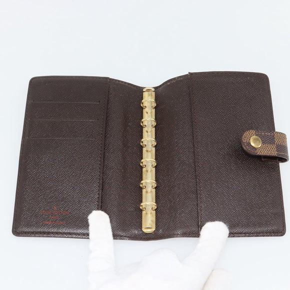 LOUIS VUITTON Damier Ebene Agenda PM Day Planner Cover R20700 LV Auth 181460