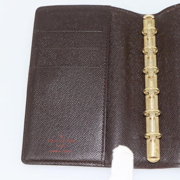 LOUIS VUITTON Damier Ebene Agenda PM Day Planner Cover R20700 LV Auth 181460