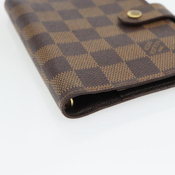 LOUIS VUITTON Damier Ebene Agenda PM Day Planner Cover R20700 LV Auth 181460