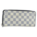 LOUIS VUITTON Damier Azur Zippy Wallet Vertical Lange Portemonnee N62632 Auth 181462A-1