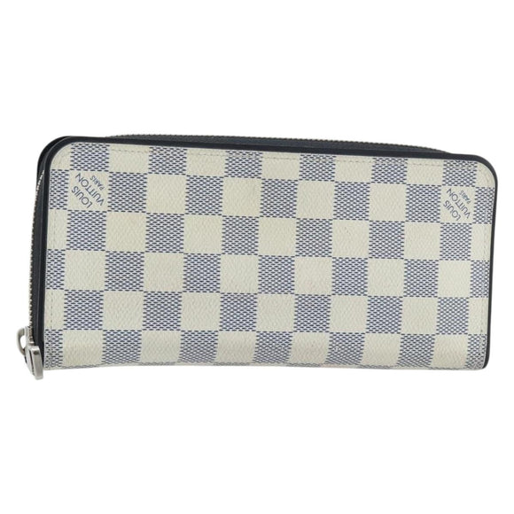 LOUIS VUITTON Damier Azur Zippy Wallet Vertical Lange Portemonnee N62632 Auth 181462A