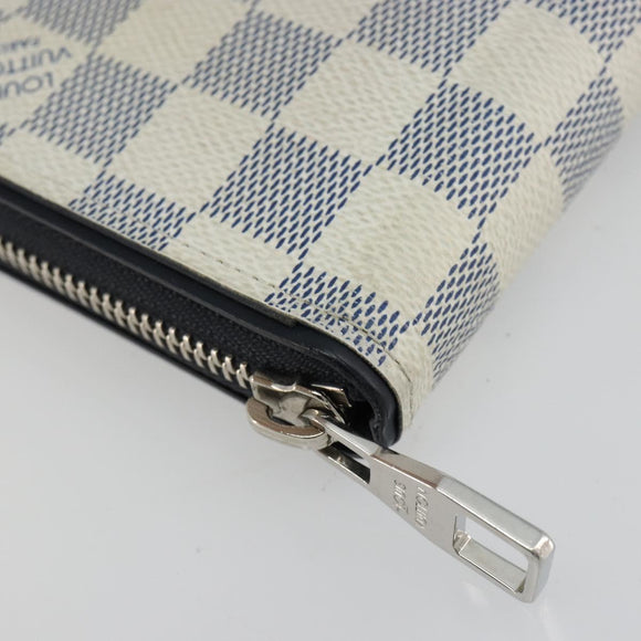 LOUIS VUITTON Damier Azur Zippy Wallet Vertical Lange Portemonnee N62632 Auth 181462A