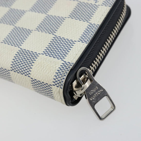 LOUIS VUITTON Damier Azur Zippy Wallet Vertical Lange Portemonnee N62632 Auth 181462A