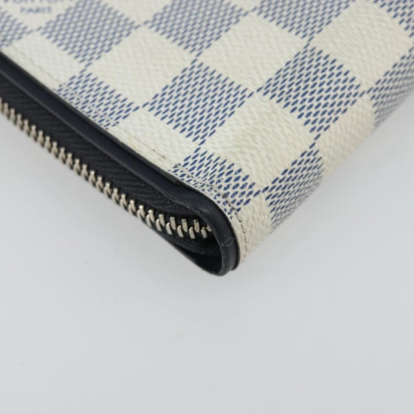 LOUIS VUITTON Damier Azur Zippy Wallet Vertical Lange Portemonnee N62632 Auth 181462A