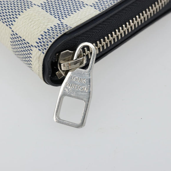 LOUIS VUITTON Damier Azur Zippy Wallet Vertical Lange Portemonnee N62632 Auth 181462A