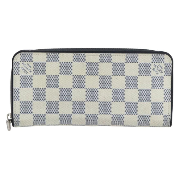 LOUIS VUITTON Damier Azur Zippy Wallet Vertical Lange Portemonnee N62632 Auth 181462A