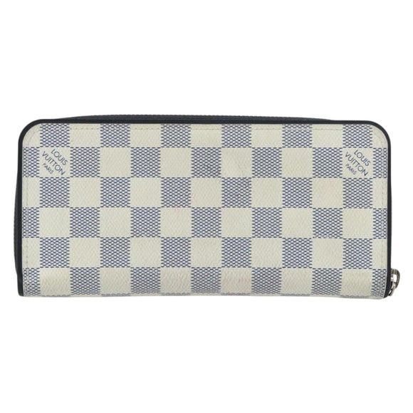 LOUIS VUITTON Damier Azur Zippy Wallet Vertical Lange Portemonnee N62632 Auth 181462A