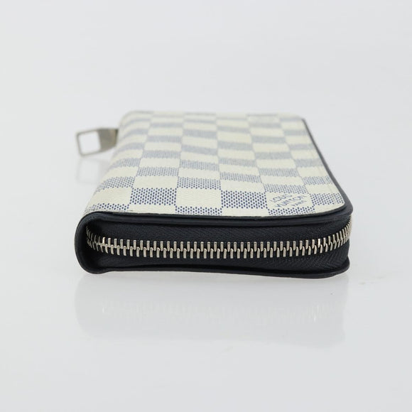 LOUIS VUITTON Damier Azur Zippy Wallet Vertical Lange Portemonnee N62632 Auth 181462A