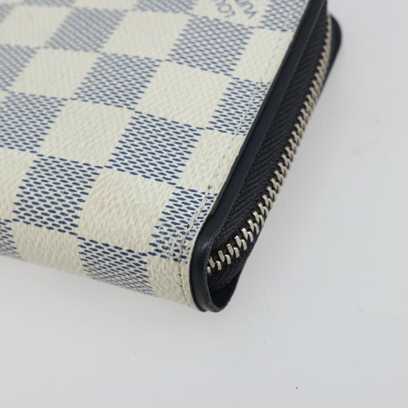 LOUIS VUITTON Damier Azur Zippy Wallet Vertical Lange Portemonnee N62632 Auth 181462A