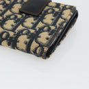 Christian Dior Trotter Canvas Compact Wallet Navy Silver Auth 181463A-10